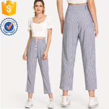 Pantalon rayé de panneau de contraste Fabrication de vêtements en gros de mode des femmes (TA3091P)